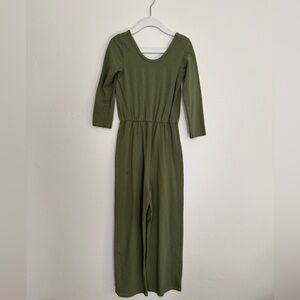 Alice & Ames long sleeve green romper in olive. Size 7.